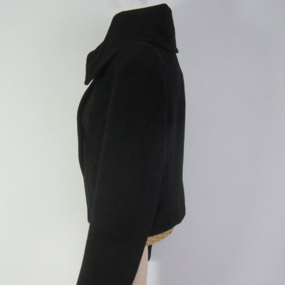 Vtg bebe Women M Black LS 65% Angora 35% Silk Short Jacket Lined Soft Blazer Y2K - Picture 7 of 11
